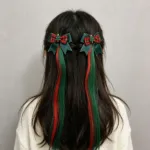 Christmas Bow Hair Clips Worn in Hair Christmas Bow Hair Clips Worn in Hair