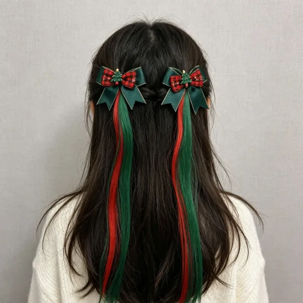 Christmas Bow Hair Clips Worn in Hair Christmas Bow Hair Clips Worn in Hair
