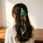 Christmas Tree Hair Clip Worn in Hair Christmas Tree Hair Clip Worn in Hair
