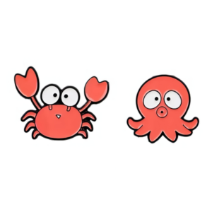 Crab and Octopus Enamel Pin Set Main Display Crab and Octopus Enamel Pin Set Main Display