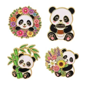 Cute Panda Enamel Pin Set