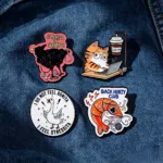 Enamel Pin Set on Denim Fabric