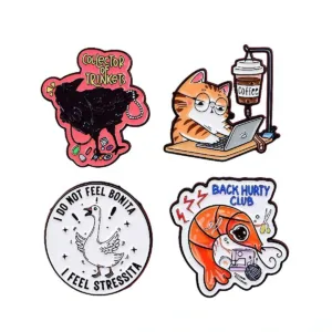 Cute Animal Enamel Pin Set of 4 Designs Cute Animal Enamel Pin Set of 4 Designs