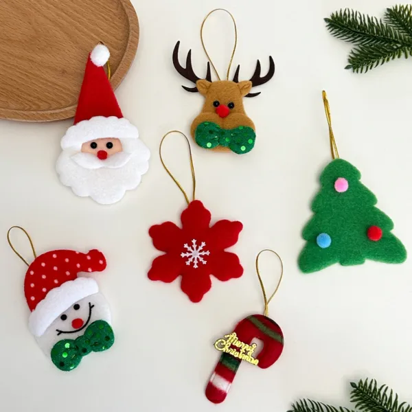 Felt Christmas Ornaments Complete Flat Lay