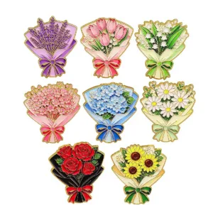 Floral Bouquet Enamel Pin Set Main View