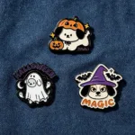 Halloween Pin Set on Denim Background