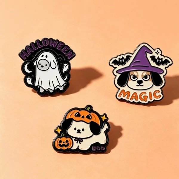 Halloween Pin Set on Peach Background