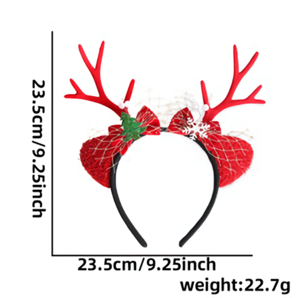 Red Velvet Deer Ears Red Antlers Tree Snowflake Style Red Velvet Deer Ears Red Antlers Tree Snowflake Style