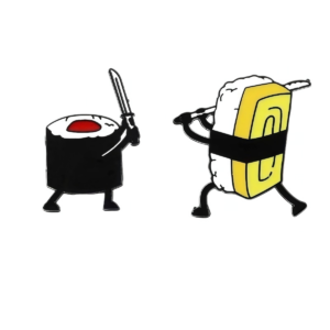 Sword Wielding Sushi Enamel Pin Set Sword Wielding Sushi Enamel Pin Set