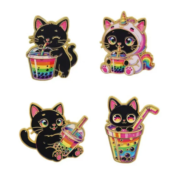 Unicorn Cat Boba Enamel Pin Unicorn Cat Boba Enamel Pin
